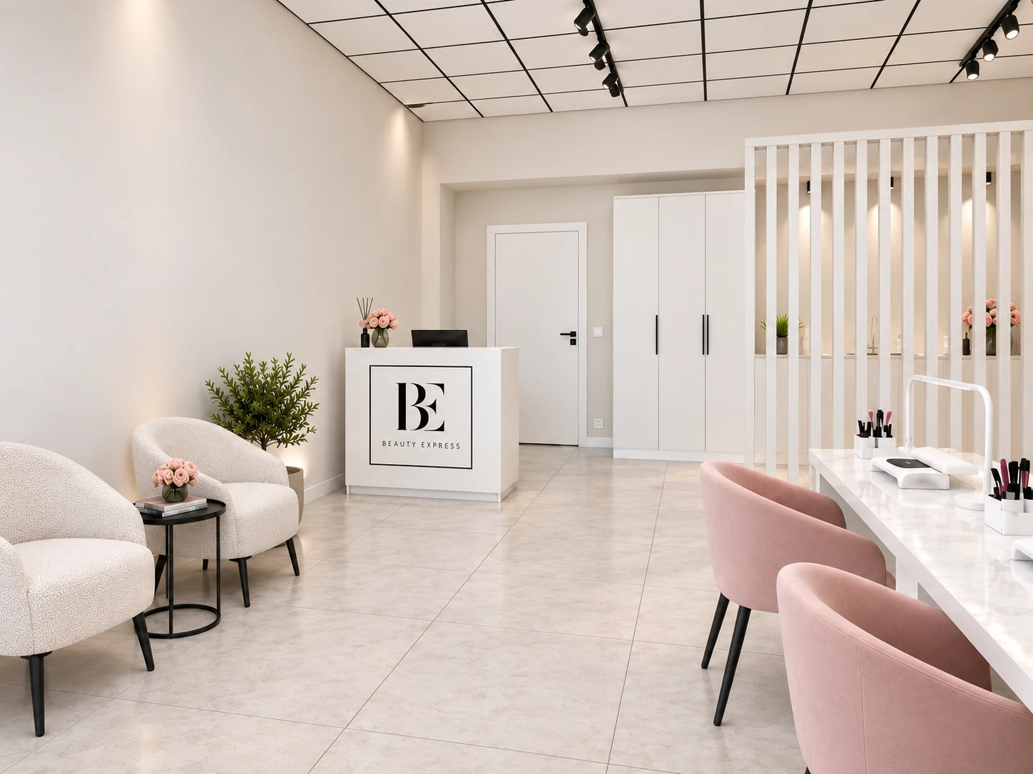 Oryginalne wnętrze Beauty Express — strefa klientek